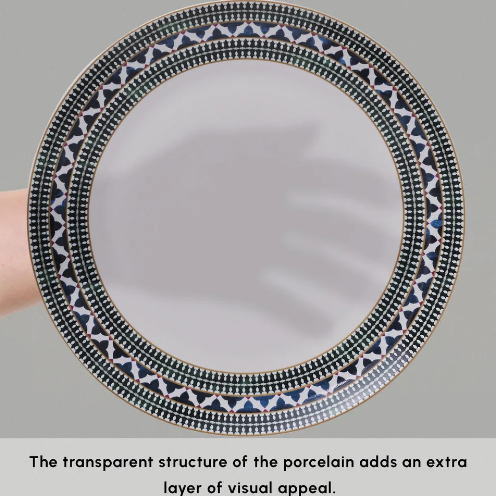 Karaca Forever Bone China New Cordoba 53-Piece Dinner Set for 12 People, Multi