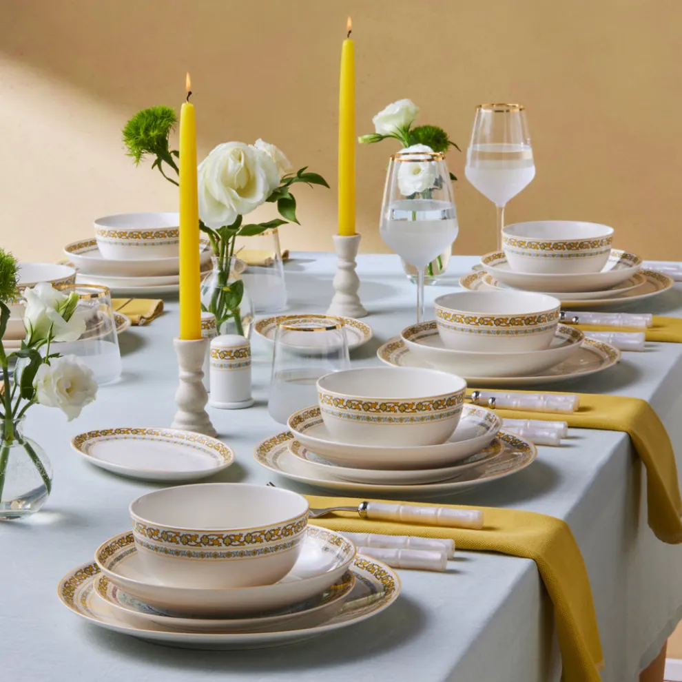 Karaca Forever Bone China Bondi 53-Piece Dinner Set for 12 People, Multi