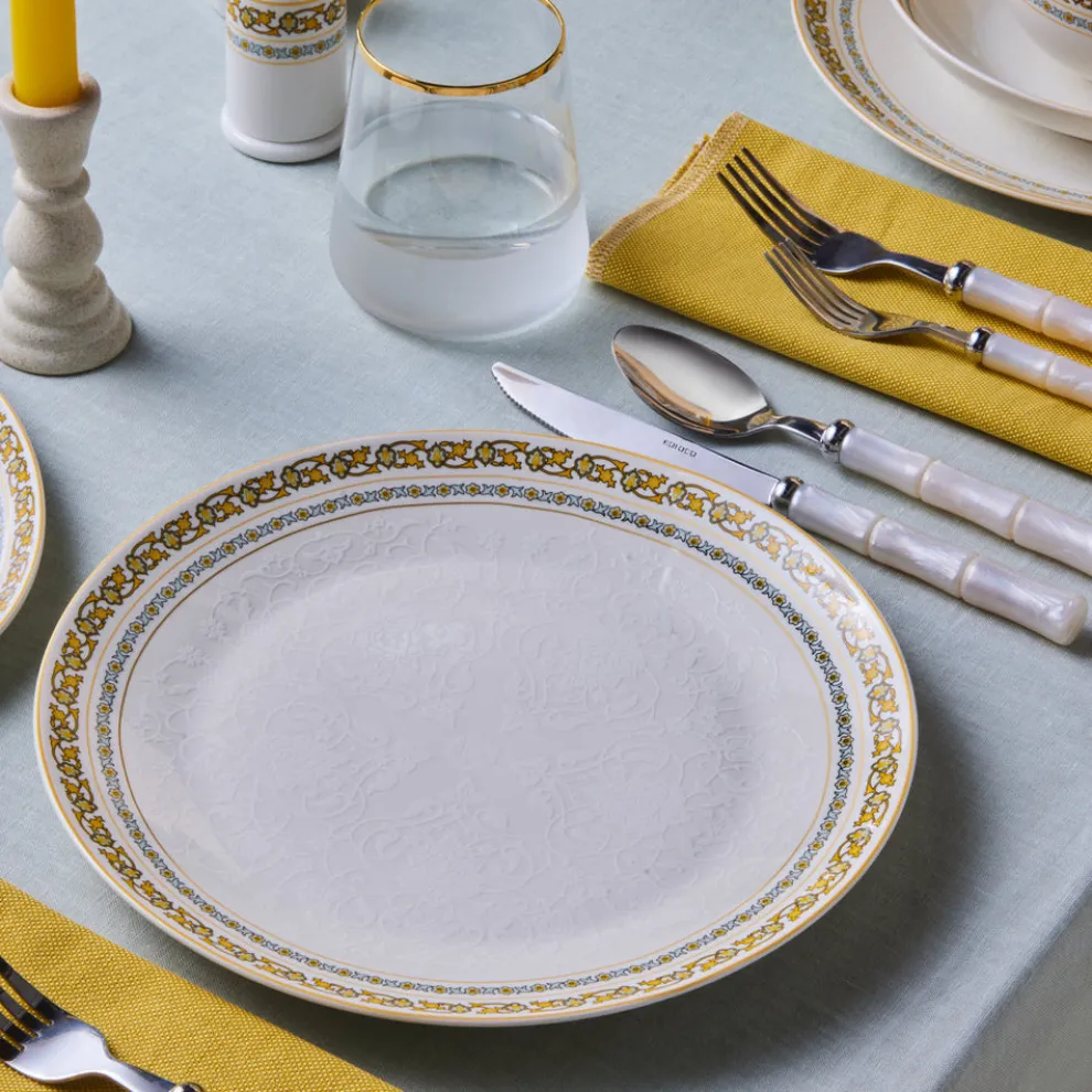 Karaca Forever Bone China Bondi 53-Piece Dinner Set for 12 People, Multi