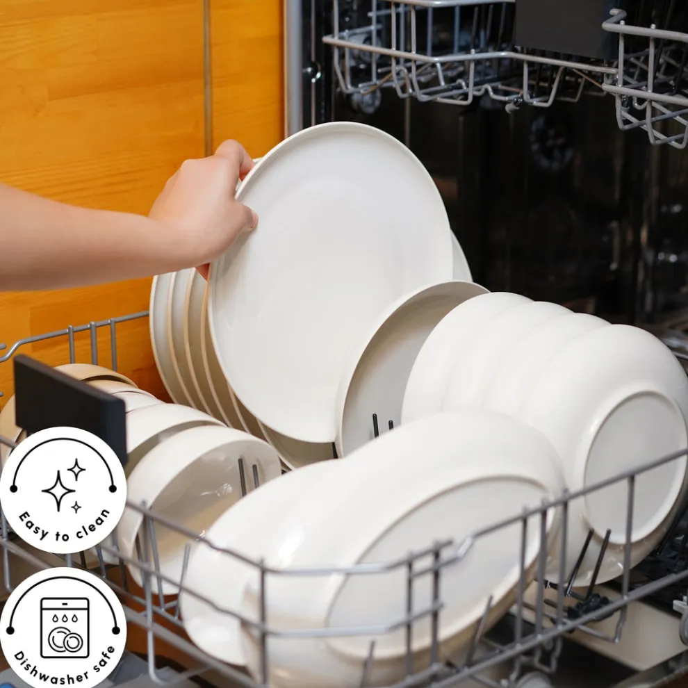 Karaca Forever Bone China Allure 41-Piece Dinner Set for 12 People, White