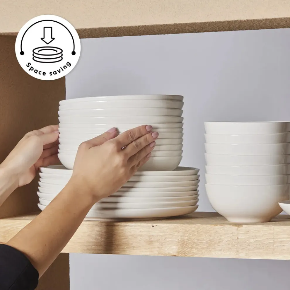 Karaca Forever Bone China Allure 41-Piece Dinner Set for 12 People, White