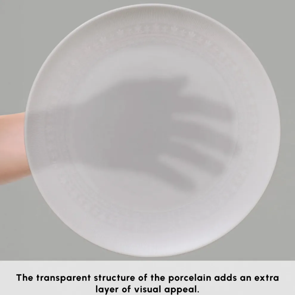 Karaca Forever Bone China Arte 53-Piece Dinner Set for 12 People, White