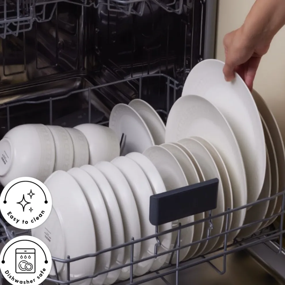 Karaca Forever Bone China Arte 53-Piece Dinner Set for 12 People, White