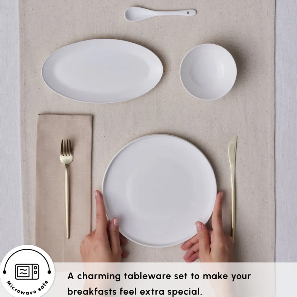 Karaca Forever Bone China Fika 22-Piece Serveware Set for 6 People, White