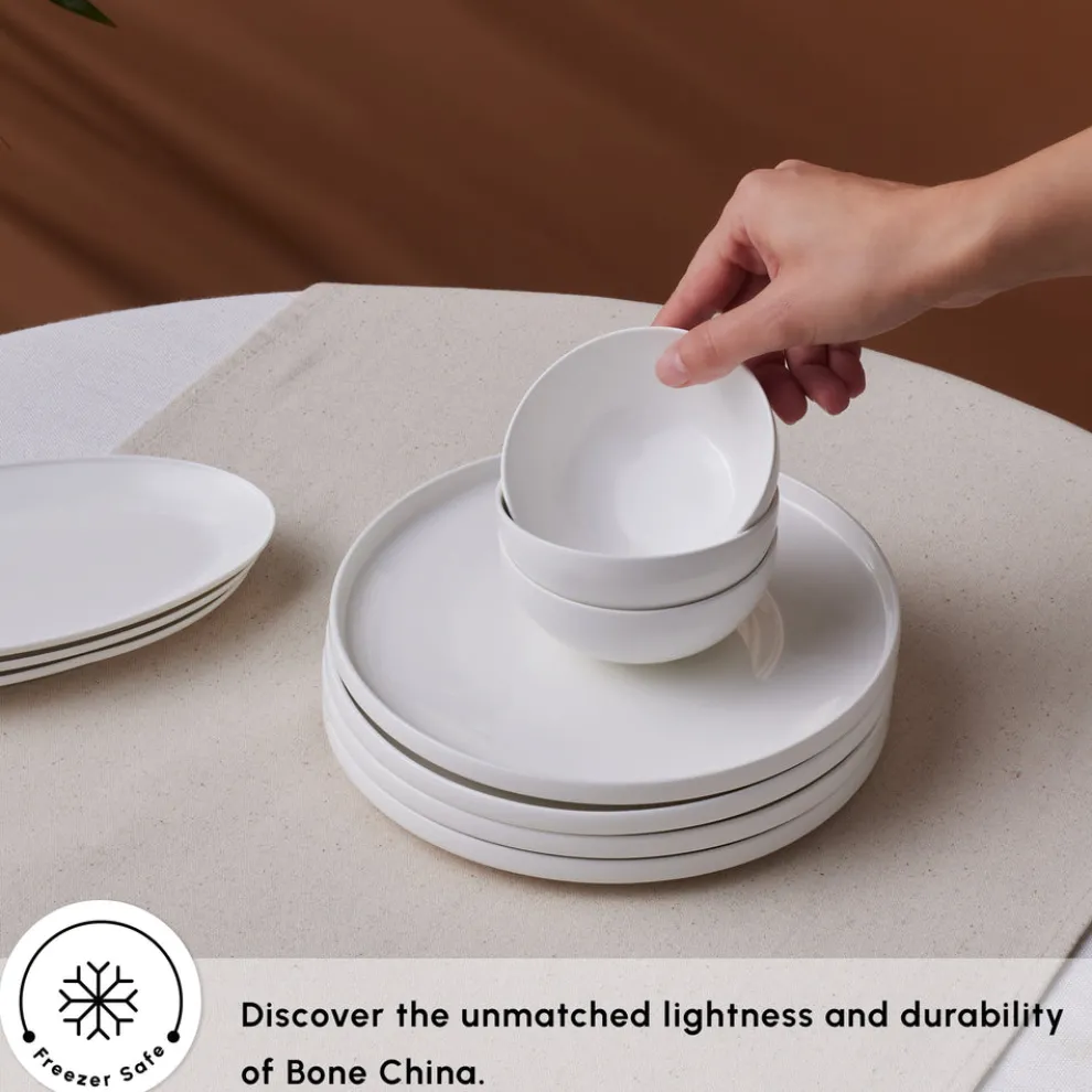 Karaca Forever Bone China Fika 22-Piece Serveware Set for 6 People, White