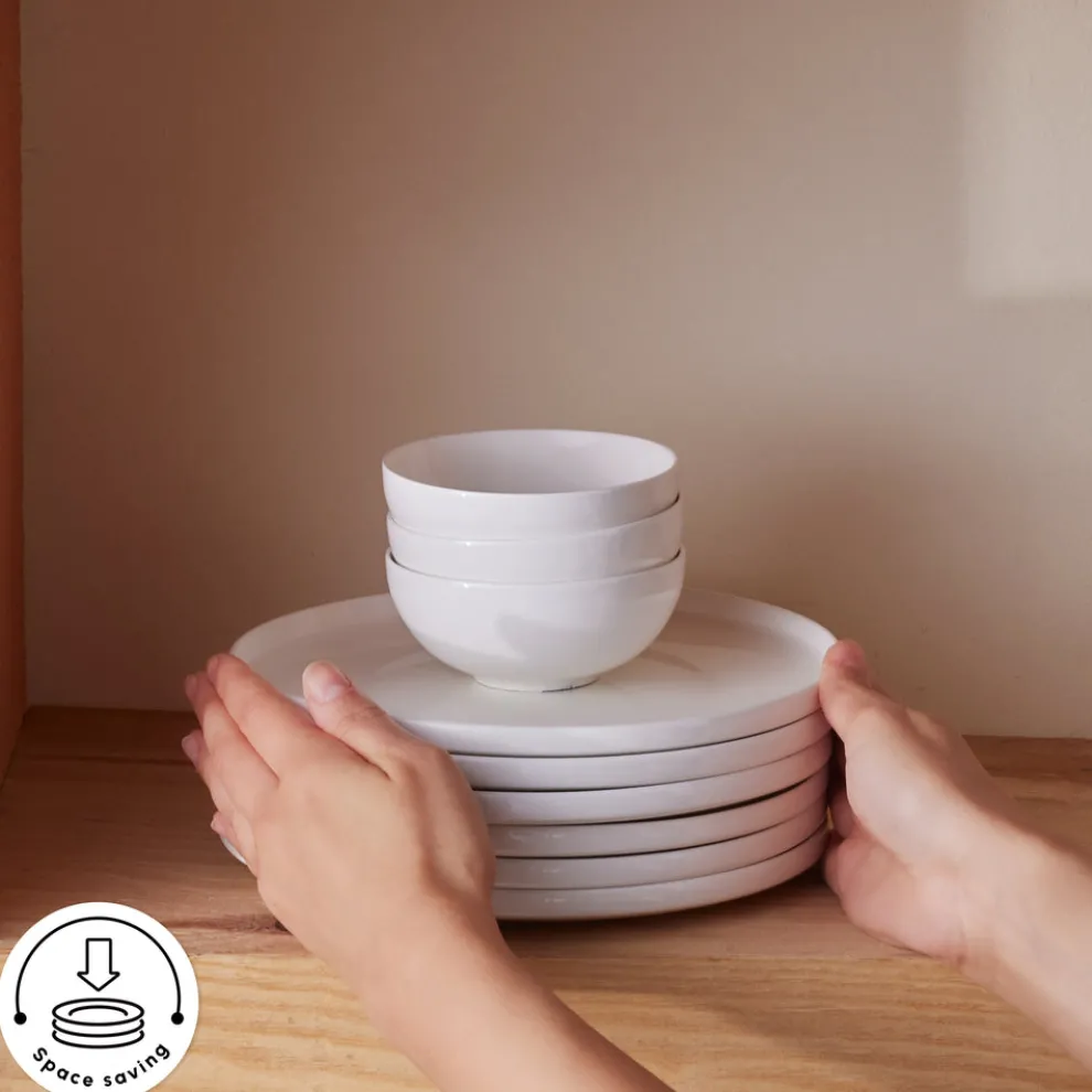 Karaca Forever Bone China Fika 22-Piece Serveware Set for 6 People, White