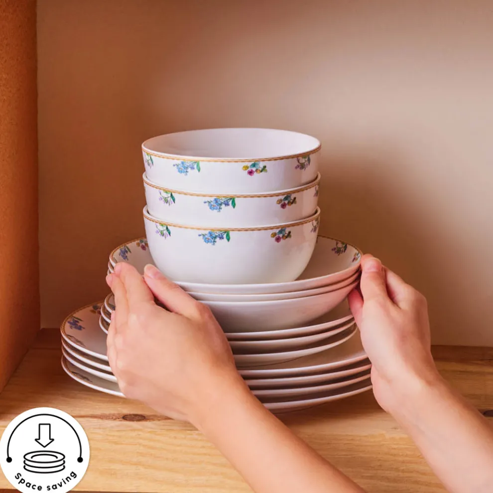 Karaca Forever Bone China New Brillo 53-Piece Dinner set for 12 People, Multi