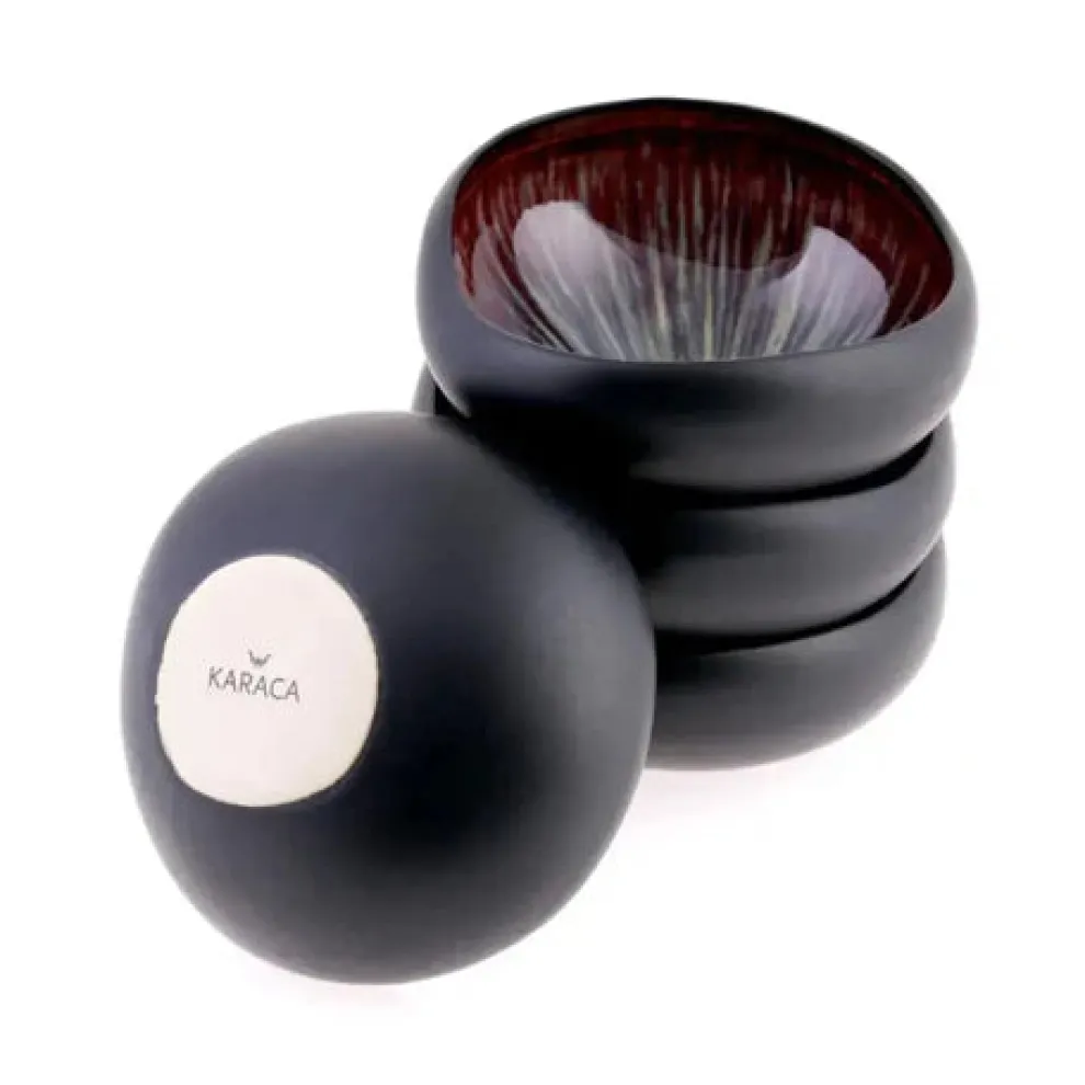 Karaca Galactic 4-Piece Reactive Glaze Bowl Set, Black