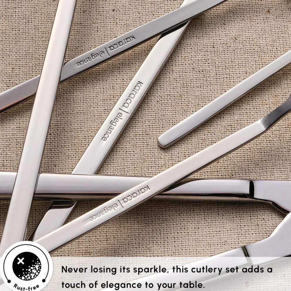 Karaca Gale 84-Piece Stainless Steel Cutlery Set for 12 People, Platin