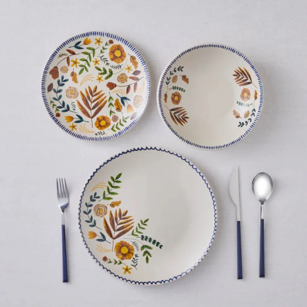 Karaca Gardenya 18-Piece Stoneware Dinner Set for 6 People, Multi