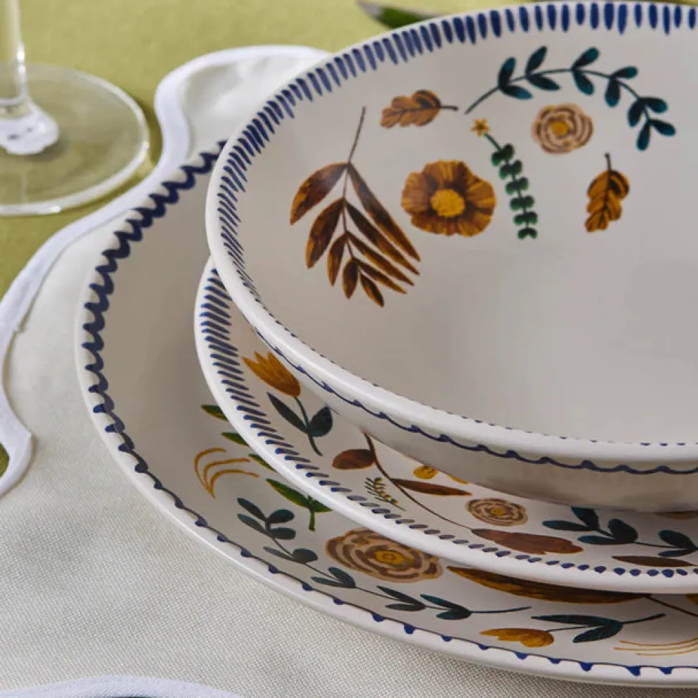 Karaca Gardenya 18-Piece Stoneware Dinner Set for 6 People, Multi