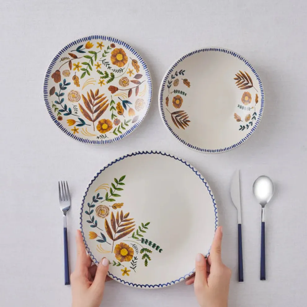 Karaca Gardenya 18-Piece Stoneware Dinner Set for 6 People, Multi