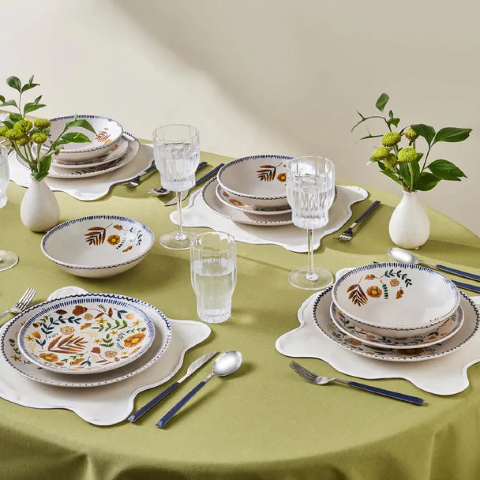 Karaca Gardenya 18-Piece Stoneware Dinner Set for 6 People, Multi