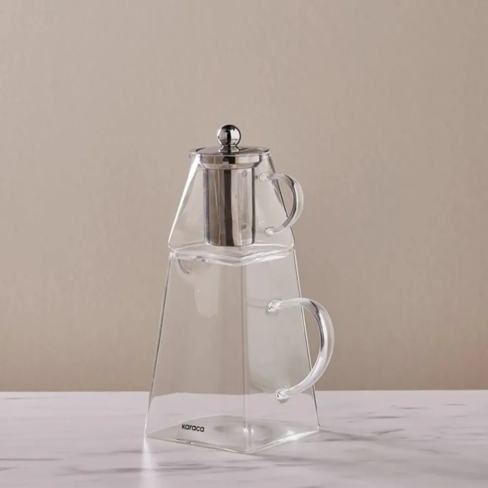 Karaca Giza Borosilicate Glass Teapot Set, Transparent