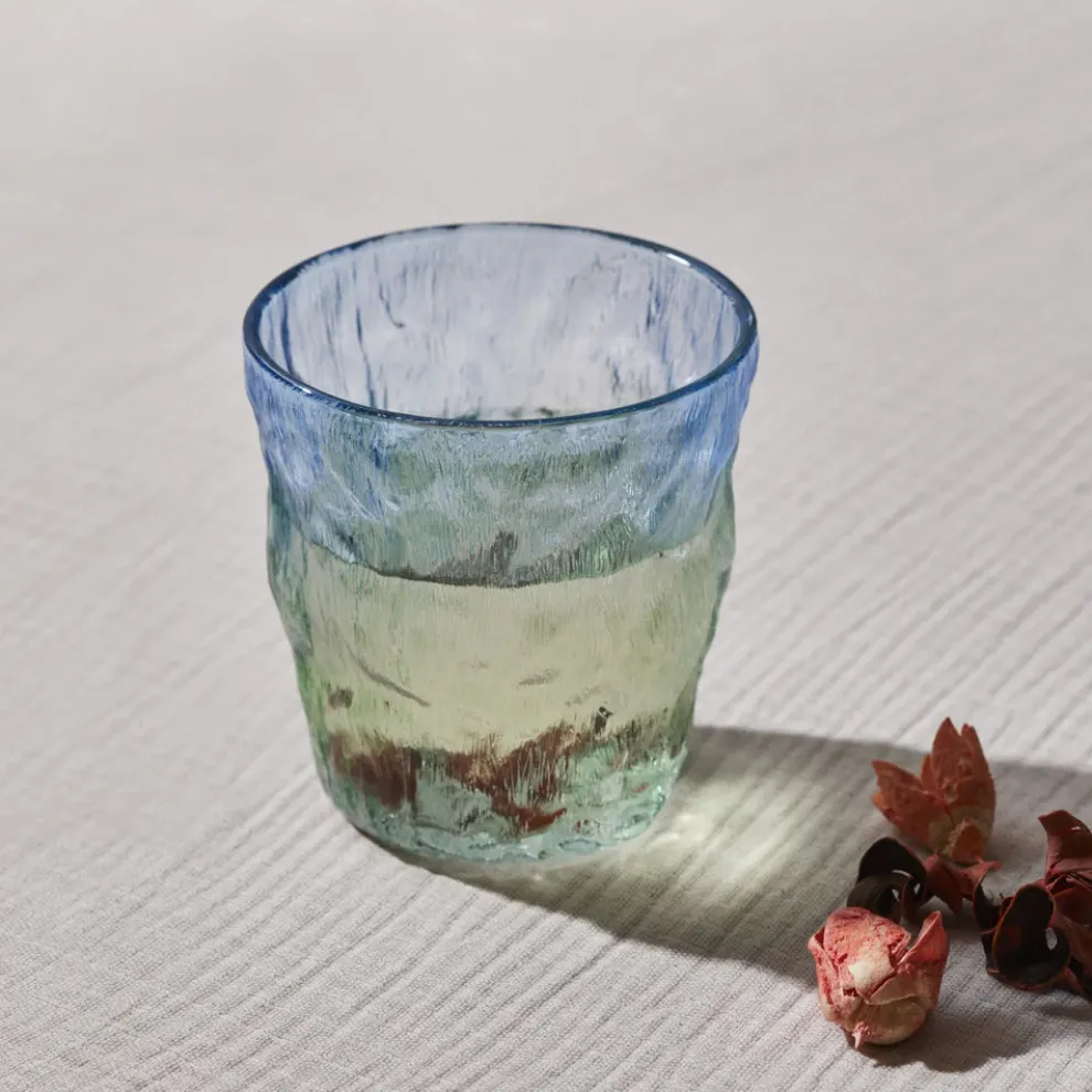 Karaca Glacier Glass Tumbler Glass, 287ml, Transparent Blue Green