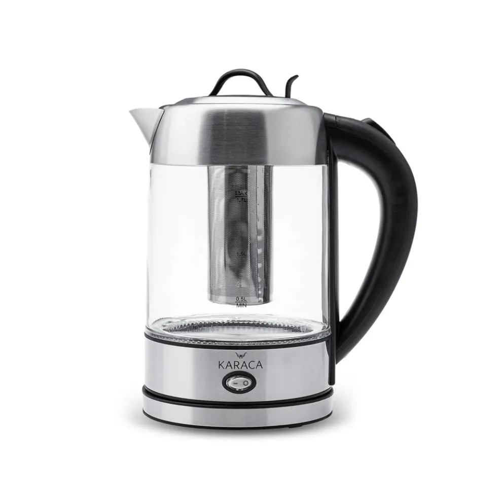 Karaca Glass Herbal Tea Maker and Kettle, 1.7L, Inox
