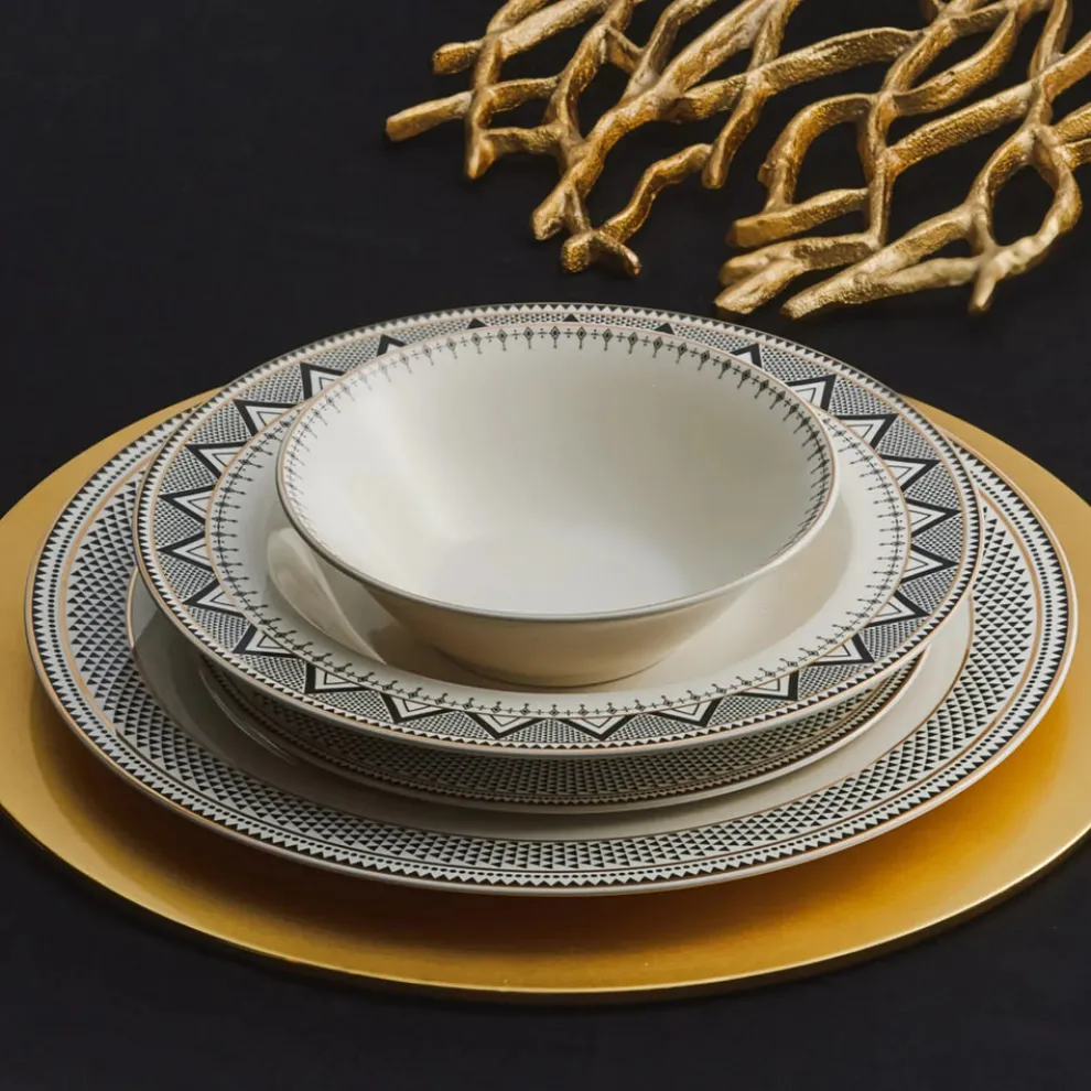 Karaca Globe 24-Piece Bone China Dinner Set for 6 People, Multi