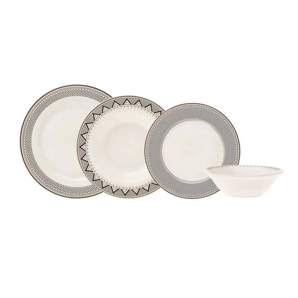 Karaca Globe 24-Piece Bone China Dinner Set for 6 People, Multi