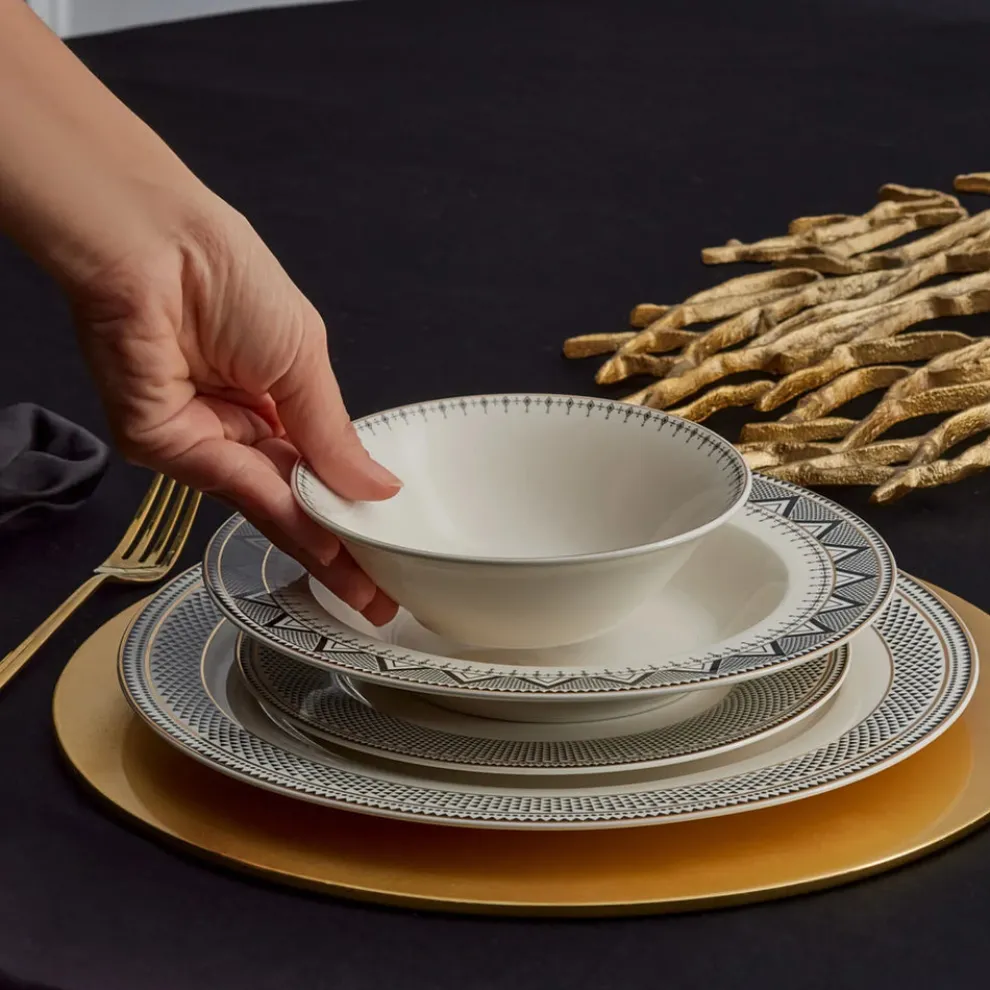 Karaca Globe 24-Piece Bone China Dinner Set for 6 People, Multi