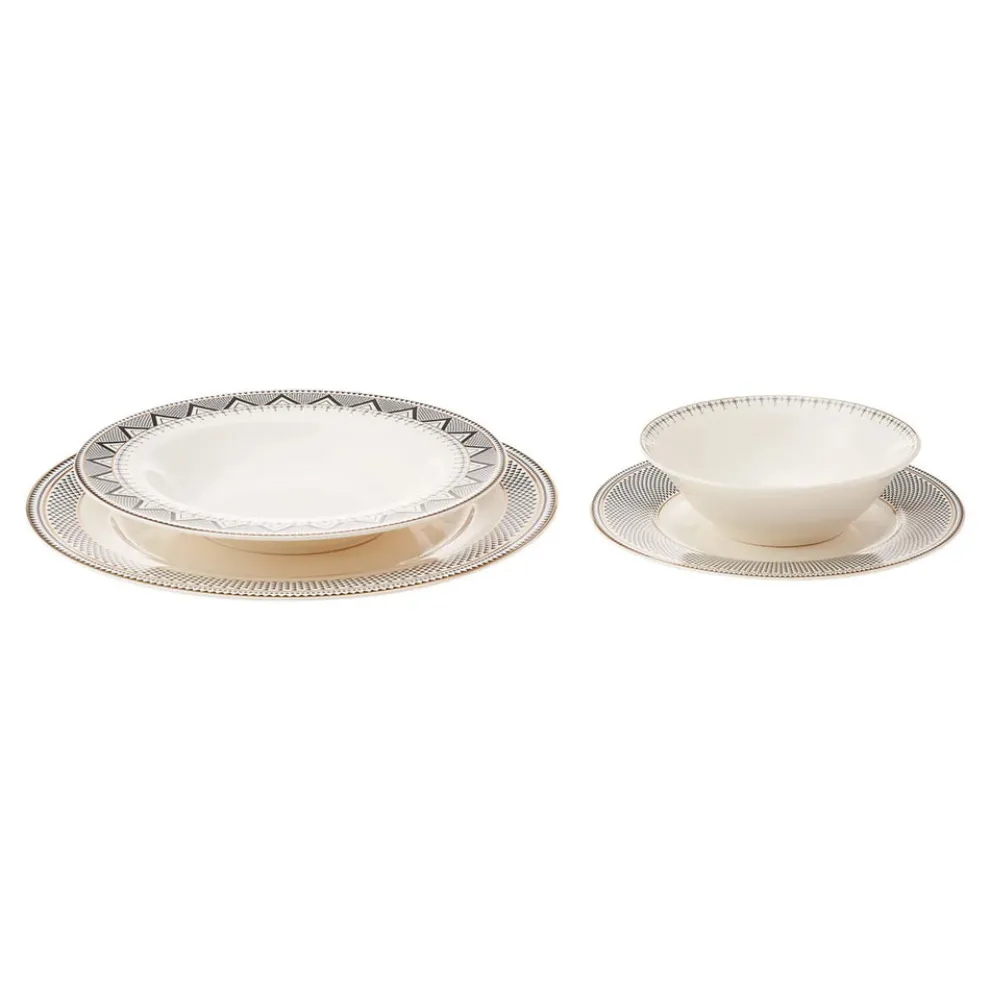 Karaca Globe 24-Piece Bone China Dinner Set for 6 People, Multi