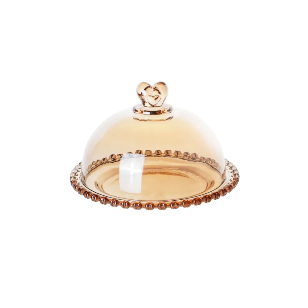 Karaca Glory Glass Cake Dome, 19cm, Amber