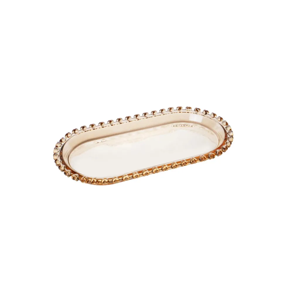 Karaca Glory Glass Small Serving Platter, 25cm, Amber