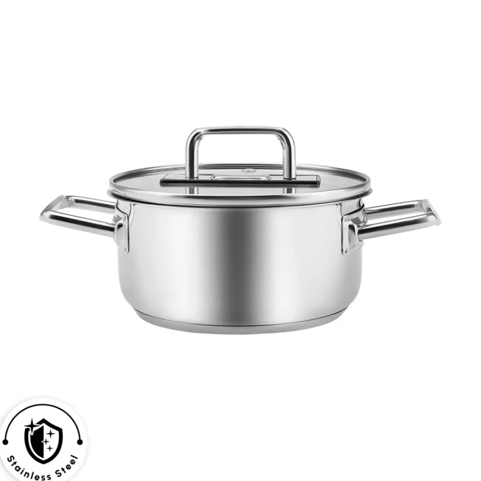Karaca Grace Stainless Steel Induction Stockpot with Lid, 16cm, Silver