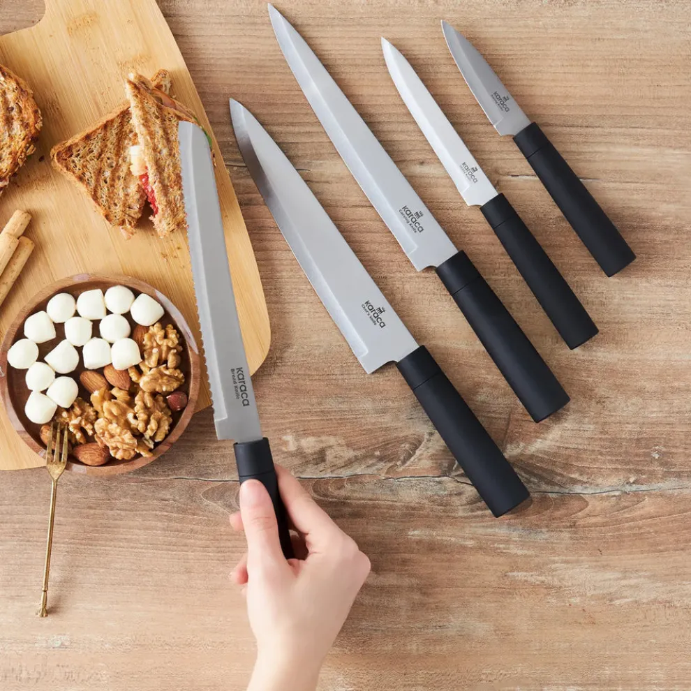 Karaca Grammy Knife Block Set, 5 Piece, Inox Black