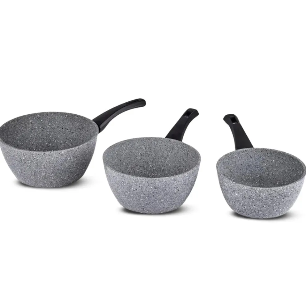 Karaca Gris Biogranite 3-Piece Induction Sauce Pan Set, Grey