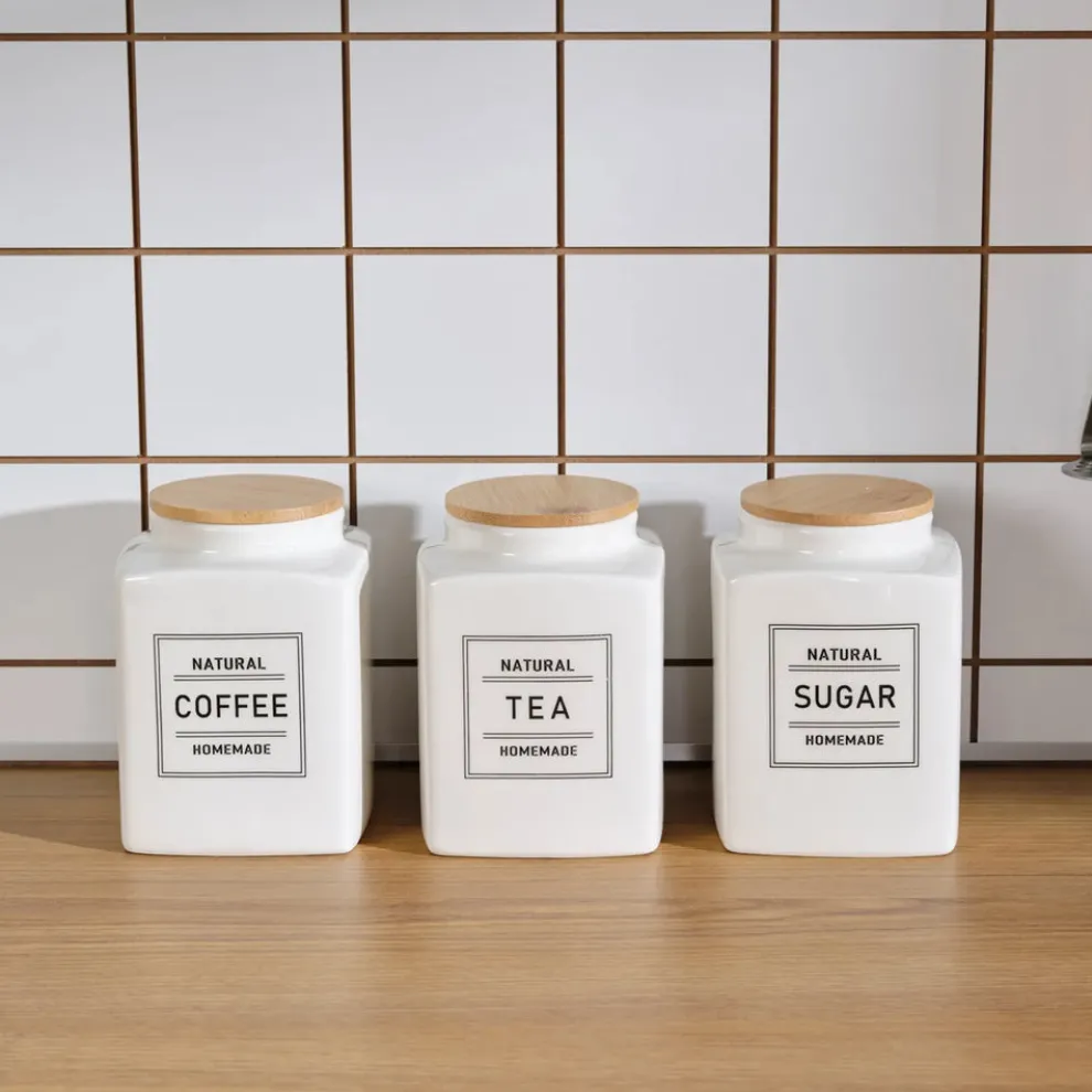 Karaca Gusso 3-Piece Porcelain Storage Container, 1.3L