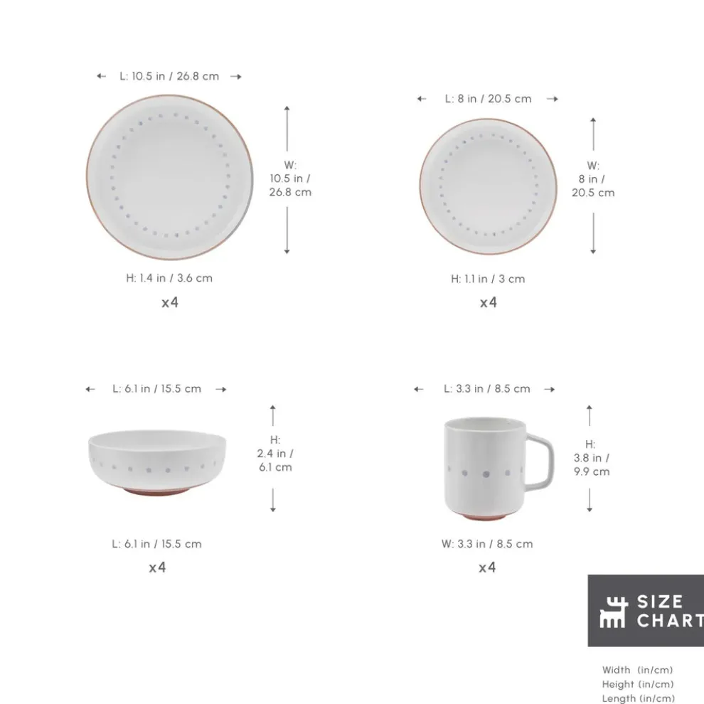 Karaca Haag 16-Piece Stoneware Dinner Set for 4 People, Multi