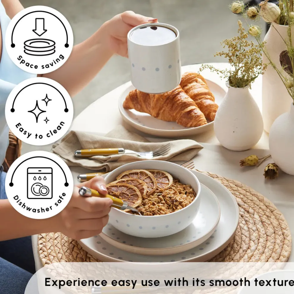 Karaca Haag 16-Piece Stoneware Dinner Set for 4 People, Multi