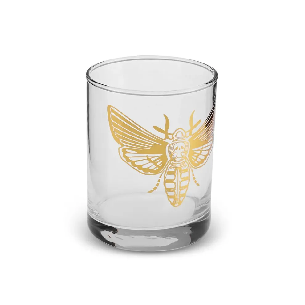 Karaca Halloween Beetle Glass Tumbler Glass, 380ml, Transparent Gold