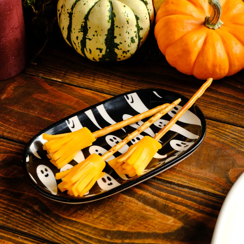 Karaca Halloween Ghosts Party Ceramic Serving Platter, 15cm, Multicolour
