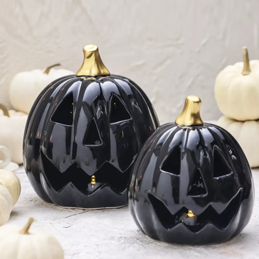 Karaca Halloween Led Light Trinket, 20cm, Black Gold