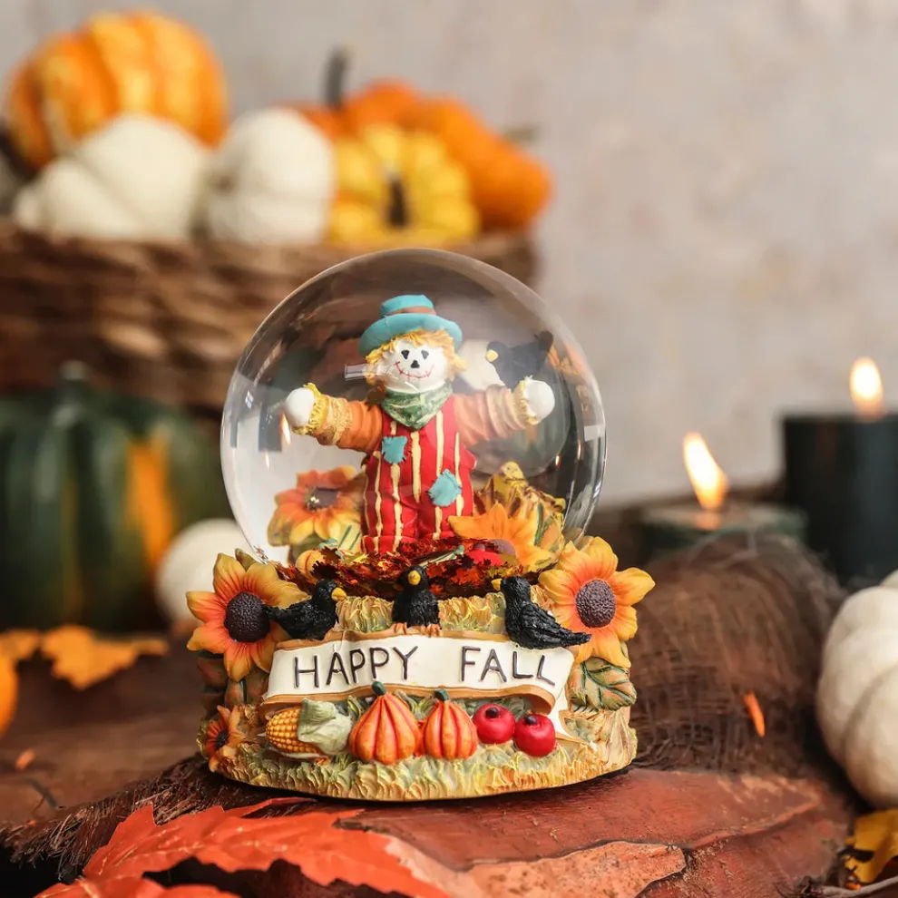 Karaca Halloween Scare Crow Ceramic Snow Globe, 100mm, Multi