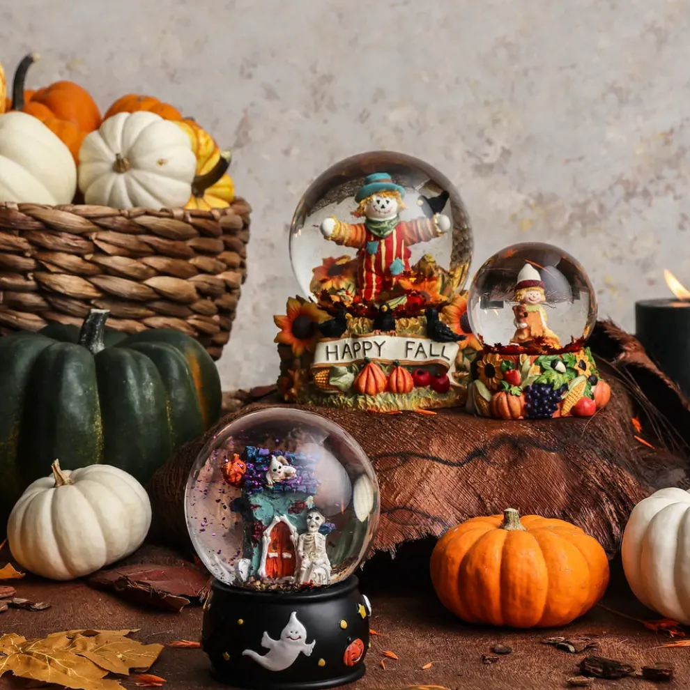 Karaca Halloween Scare Crow Ceramic Snow Globe, 100mm, Multi