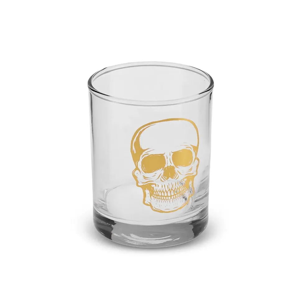 Karaca Halloween Skull Glass Tumbler Glass, 380ml, Transparent Gold