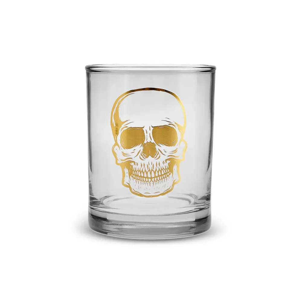 Karaca Halloween Skull Glass Tumbler Glass, 380ml, Transparent Gold