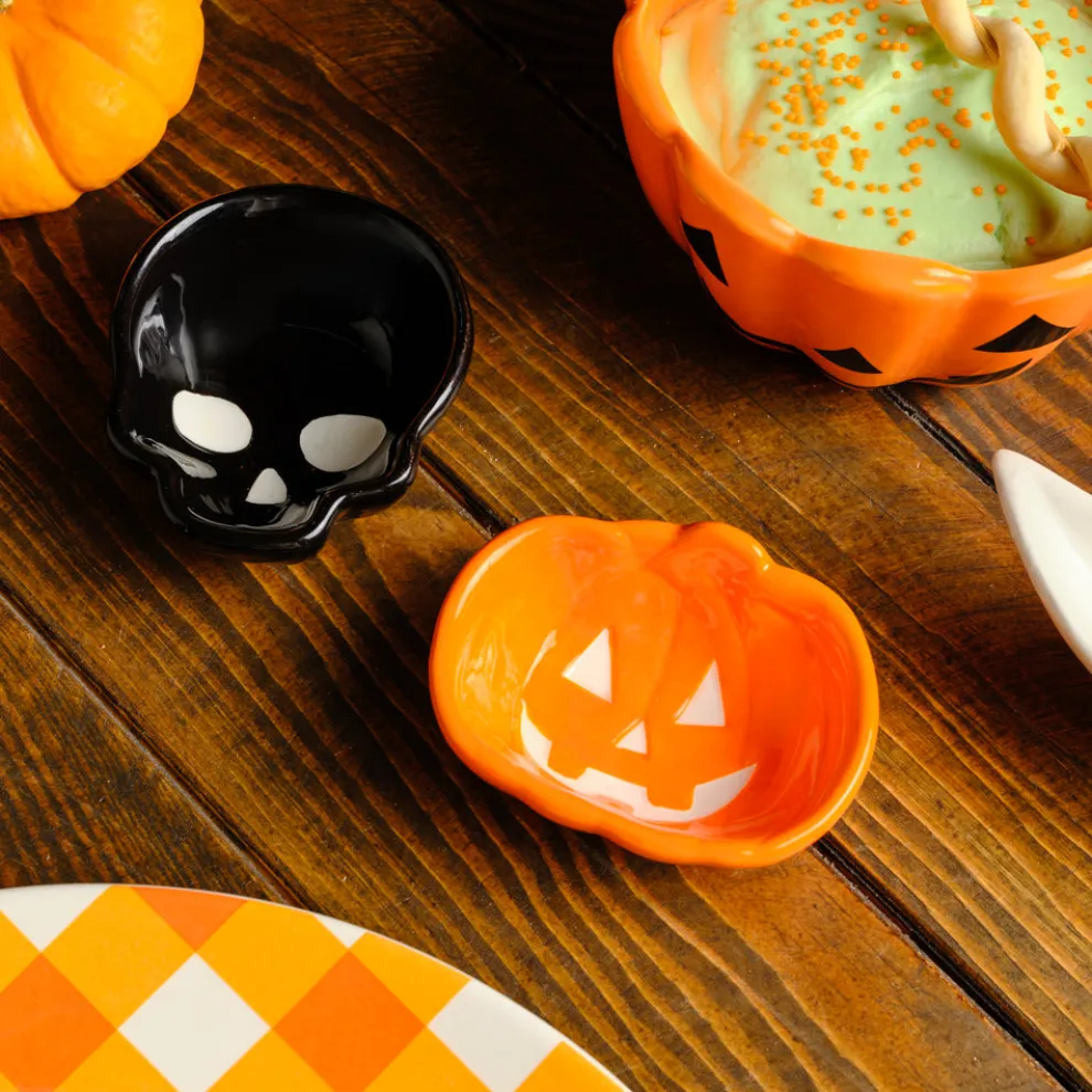 Karaca Halloween Tiny Pumpkin Ceramic Snack Bowl, 8cm, Orange