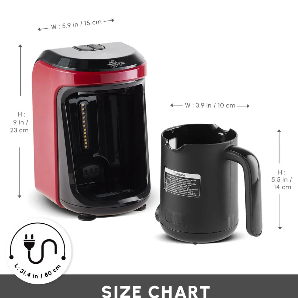 Karaca Hatır Hüps Turkish Coffee Maker and Milk Steamer, 535W, Red