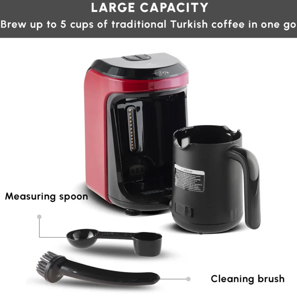 Karaca Hatır Hüps Turkish Coffee Maker and Milk Steamer, 535W, Red