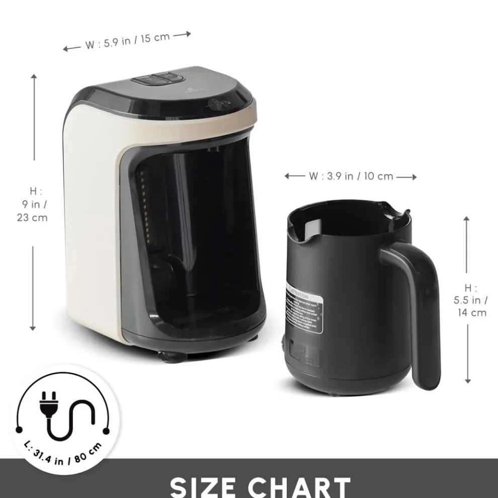 Karaca Hatır Hüps Turkish Coffee Maker and Milk Steamer, 535W, Cream