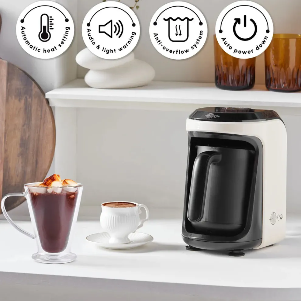 Karaca Hatır Hüps Turkish Coffee Maker and Milk Steamer, 535W, Cream
