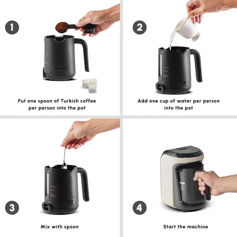 Karaca Hatır Hüps Turkish Coffee Maker and Milk Steamer, 535W, Cream