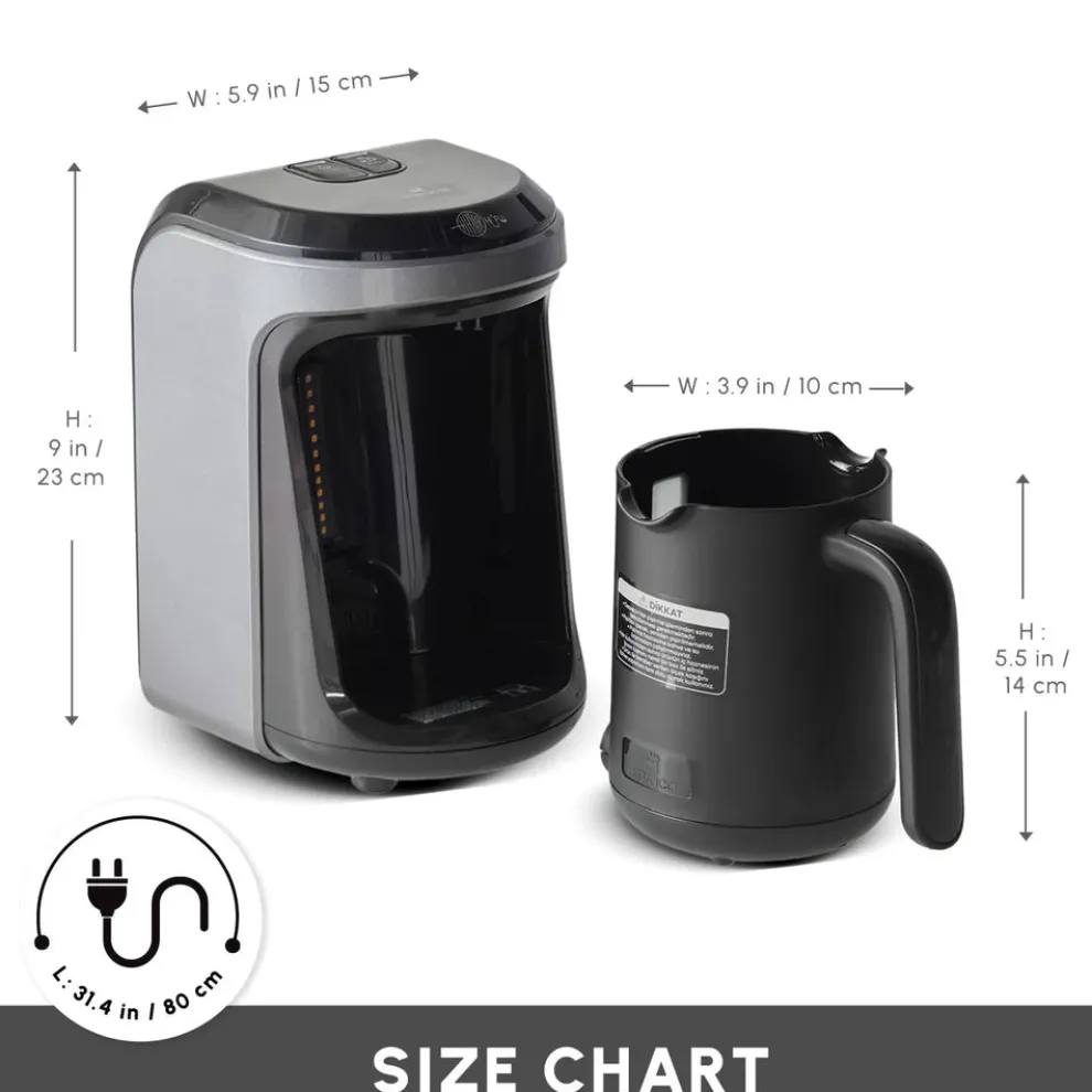 Karaca Hatır Hüps Turkish Coffee Maker and Milk Steamer, 535W, Anthracite