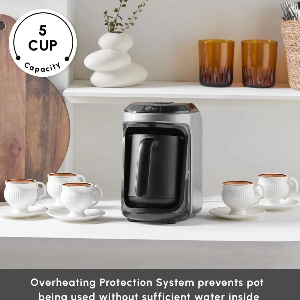 Karaca Hatır Hüps Turkish Coffee Maker and Milk Steamer, 535W, Anthracite