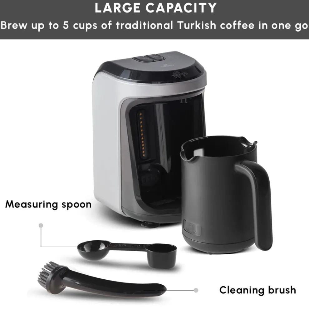Karaca Hatır Hüps Turkish Coffee Maker and Milk Steamer, 535W, Pearl White
