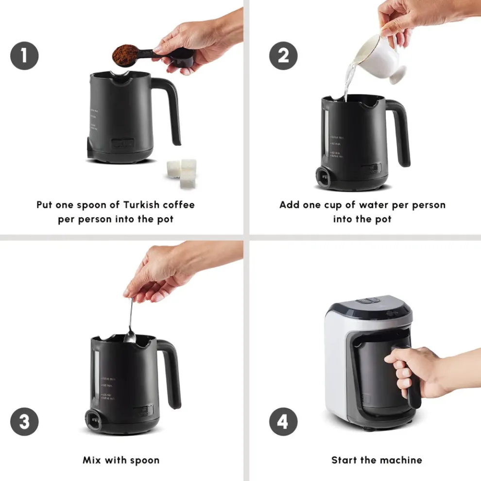 Karaca Hatır Hüps Turkish Coffee Maker and Milk Steamer, 535W, Pearl White