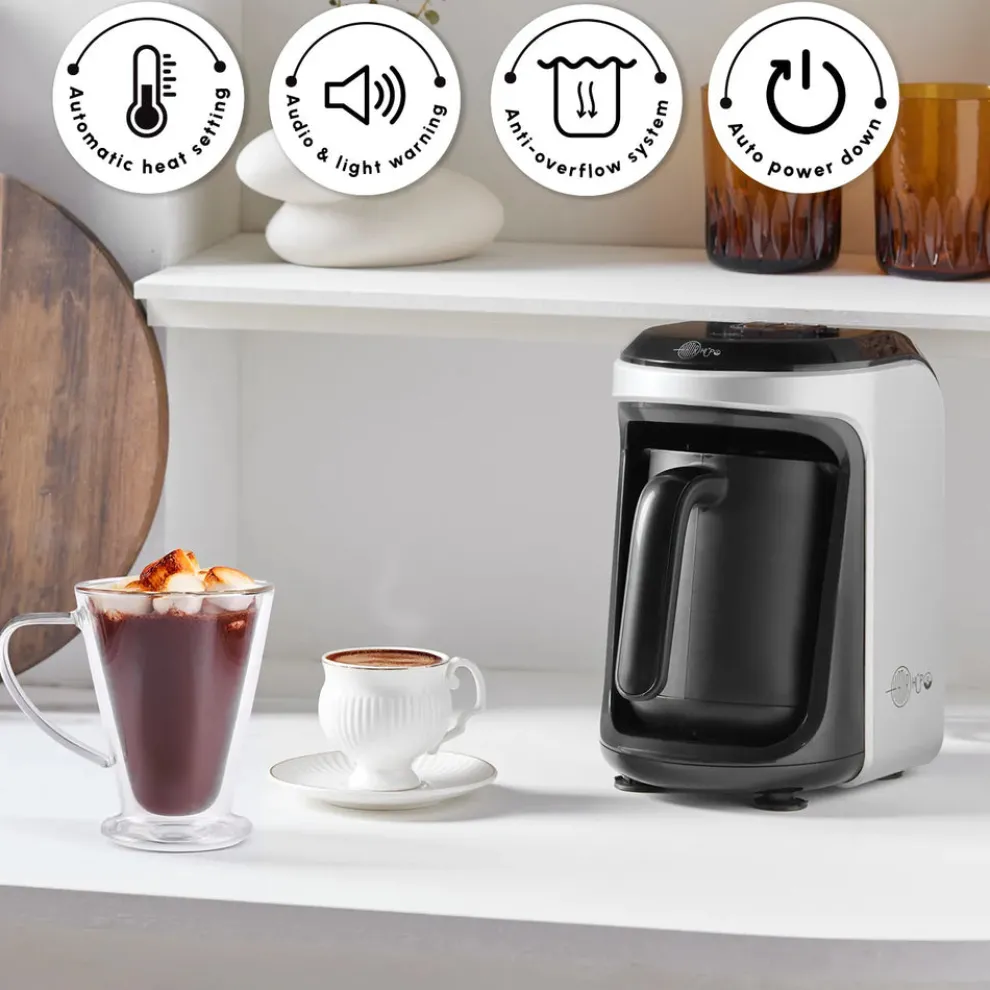 Karaca Hatır Hüps Turkish Coffee Maker and Milk Steamer, 535W, Pearl White